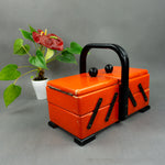 1940s red black Art Déco SEWING BOX