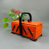 1940s red black Art Déco SEWING BOX
