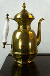 60s BRASS TEA POT watering can porcelain handle