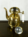 60s BRASS TEA POT watering can porcelain handle