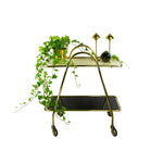 1960s noble Glass Brass BAR CART Dining TROLLEY