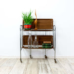 1960s brown faux-wood FOLDABLE BAR CART Dinett
