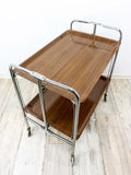 1960s brown faux-wood FOLDABLE BAR CART Dinett