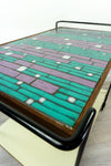 1960s BAR CART with CERAMIC Mosaic Top, black metal frame