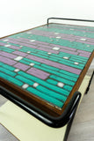 1960s BAR CART with CERAMIC Mosaic Top, black metal frame