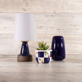 Set of 3 BLUE MCM CERAMICS: Lamp, Planter, Vase