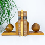 Pair of 1960s mcm rotatable TEAK CUBES BOOKENDS