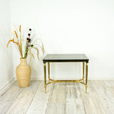 1980s Golden HOLLYWOD REGENCY Smoked GLASS Coffee Side Table