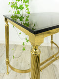 1980s Golden HOLLYWOD REGENCY Smoked GLASS Coffee Side Table