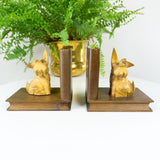 1950 hand-carved WOODEN Dog TERRIER BOOKENDS