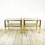 Golden 1980s SMOKED GLASS coffee side table or nightstand