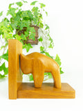 1960 hand-carved WOODEN BULLS BOOKENDS Bison Taurus