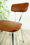 1960s BROWN Faux-Leather Chrome KITCHEN CHAIR