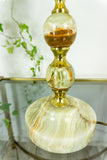 Large 1980s AGATE BRASS Table LAMP with oval shade