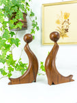 Pair of 1960 TEAK WOOD BOOKENDS with Seals