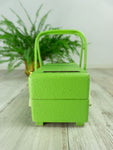 LIME-GREEN 1950s Wooden Sewing or Jewelry BOX