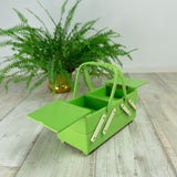 LIME-GREEN 1950s Wooden Sewing or Jewelry BOX