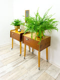 1 of 2 wooden 1960s BICOLOR NIGHTSTAND Sewing Cart End Table