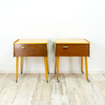 1 of 2 wooden 1960s BICOLOR NIGHTSTAND Sewing Cart End Table