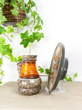 Two 1960s Orange Beige Brown FAT LAVA ceramic VESSELS
