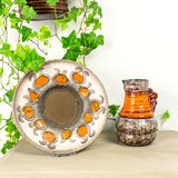 Two 1960s Orange Beige Brown FAT LAVA ceramic VESSELS