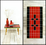 Red Black 1960s GLASS MOSAIC TABLE or Plant Stand