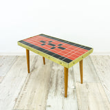 Red Black 1960s GLASS MOSAIC TABLE or Plant Stand