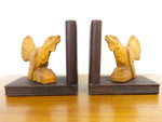 Wooden 1950s hand-carved CAPERCAIL BOOKENDS