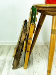 1 of 2 FOLDABLE antique French FISHING STOOL