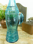 Blue French XXL vintage GLASS BOTTLE with stopper