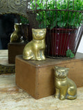 Pair of vintage BRASS CATS rustic homedecor