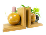 Pair of 60s solid TEAK BALL BOOKENDS