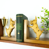 50s MCM DOGGIE TERRIER Bookends light brown wood
