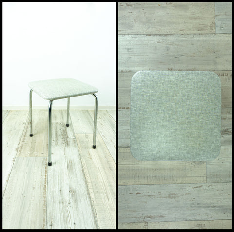 Square 1960s upholstered FAUX-LEATHER STOOL