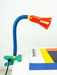 1990s Memphis Style CLAMP-ON LAMP blue red yellow green