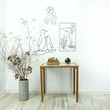 1960s vintage black WIRE WALL ART penguin picture, midcentury decor