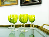 Set of 1970s lime GREEN stemmed LIQUEUR GLASSES