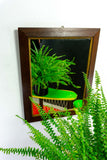 Antique 1940s oak wood WALL MIRROR