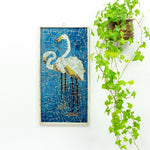 Vintage 1960s Flamingo GLASS MOSAIC PICTURE wooden framed