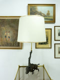 Unique large wild BOAR TABLE LAMP, zinc casting from ca. 1900