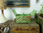 ANTIQUE rustic green Art Déco SEWING BOX ca. 1930, vintage folding case