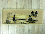 Framed 1960s MIDCENTURY PAINTING, oil on canvas, South Seas Landscape