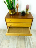 Extraordinary 1960s wooden MIDCENTURY SEWING BOX with swivel drawers