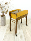 Rare 1960s wooden BICOLOR SEWING CART Box Side Table