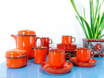 1970s fire red tableware THOMAS 'SCANDIC', coffee pot, Westgerman pottery