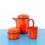 1970s fire red tableware THOMAS 'SCANDIC' sugar bowl Westgerman pottery