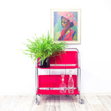 Cherry-red 1970s FOLDABLE BAR CART by Bremshey