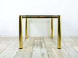 Square 1980s Golden HOLLYWOD REGENCY Smoked GLASS Coffee Side Table