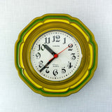 Extraordinary 1970s Ceramic WALL CLOCK Westgermany green mustard yellow