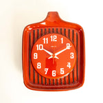 Red 1960s electromechanical CERAMIC WALL CLOCK by Dugena Westgermany
